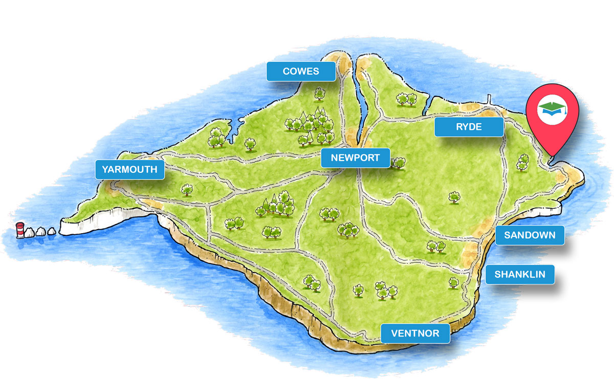 School trip Isle of Wight location map for Tackt-Isle Adventures